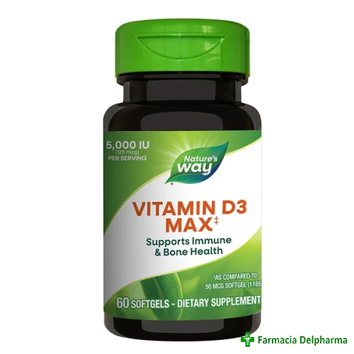 Vitamina D3 Max 5000UI Nature's Way x 60 caps. moi, Secom