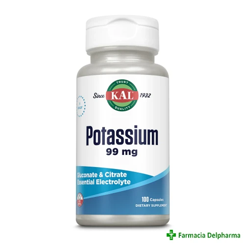 Potassium 99 mg Kal x 100 caps., Secom