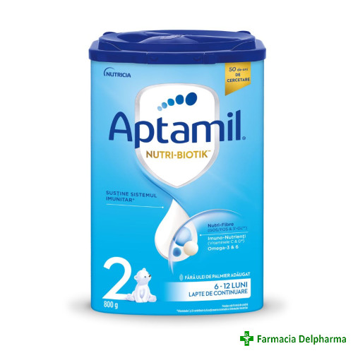 Lapte praf Aptamil Nutri-Biotik 2, 6-12 luni x 800 g, Nutricia