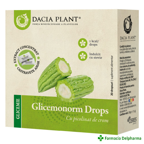 Glicemonorm drops x 20 buc., Dacia Plant