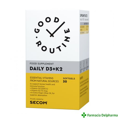 Daily D3 + K2 Good Routine x 30 caps moi, Secom