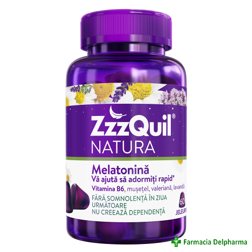 Melatonina + Vitamina B6 jeleuri x 60 buc., ZzzQuil Natura