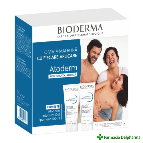 Atoderm Intensive Balsam x 200 ml + Atoderm Intensive Gel spumant x 200 ml pachet promo, Bidoerma