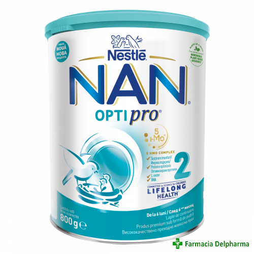 Lapte praf NAN 2 Optipro 6 luni+ x 800 g, Nestle