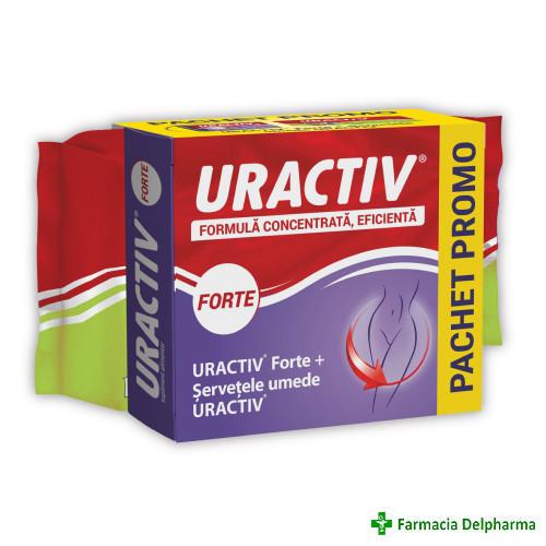 Uractiv Forte x 20 caps. + Servetele umede intime Uractiv x 20 buc pachet promo, Terapia