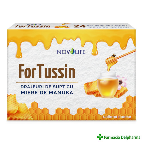 ForTussin cu miere de manuka x 24 draj., Novolife