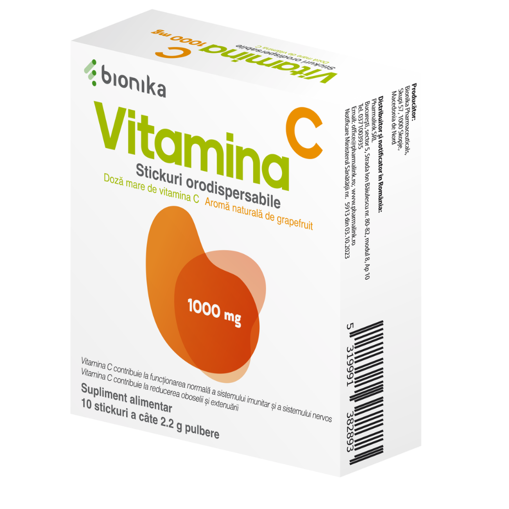 Vitamina C 1000 mg x 10 stickuri orodispersabile, Bionika Pharmaceuticals