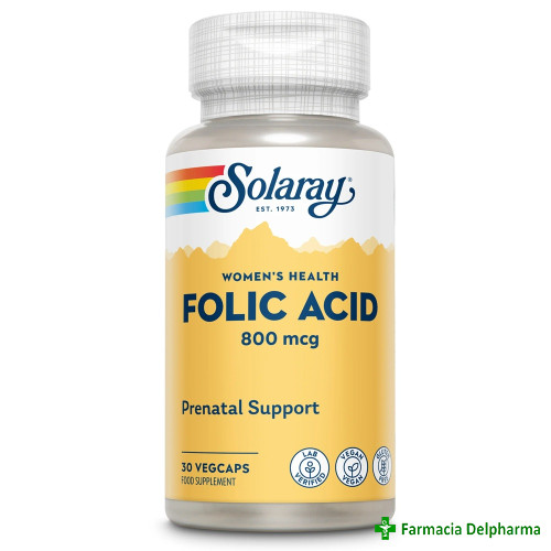 Acid folic 800 mcg Solaray x 30 caps., Secom