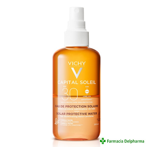 Apa cu protectie solara SPF30 pentru bronz sporit Capital Soleil x 200 ml, Vichy