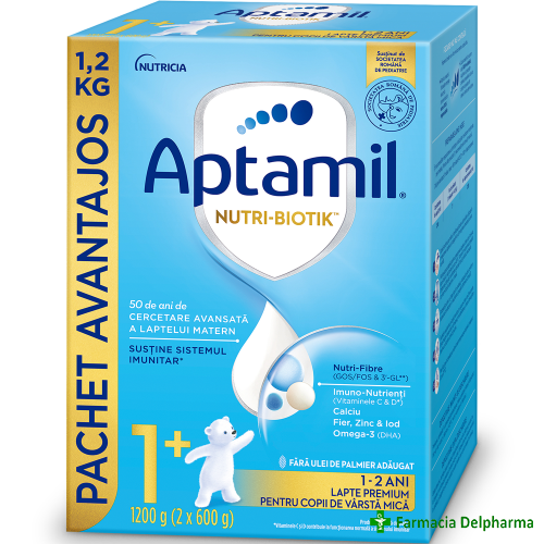 Lapte praf Aptamil Nutri-Biotik 1+, 1-2 ani x 1200 g, Nutricia