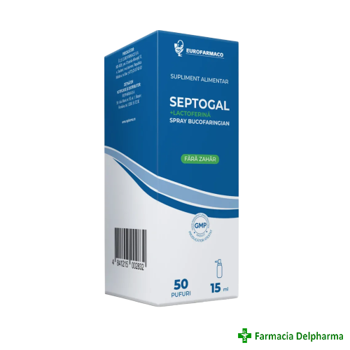 Septogal + Lactoferina spray bucofaringian x 15 ml, Eurofarmaco