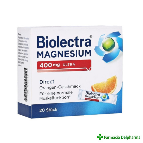 Biolectra Magneziu Direct Ultra 400 mg portocale x 20 plicuri, Hermes Arzneimittel