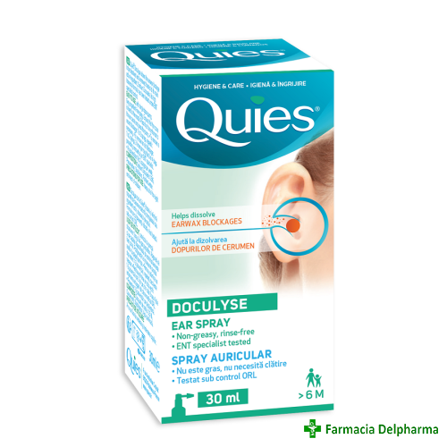 Spray auricular pentru eliminarea dopurilor de ceara Doculyse x 30 ml, Quies
