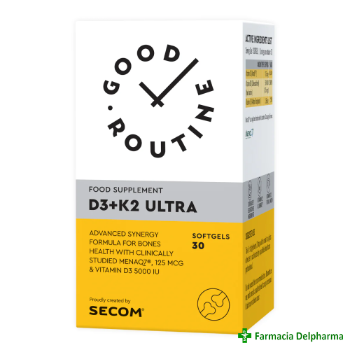 Vitamina D3 + K2 Ultra Good Routine x 30 caps., Secom
