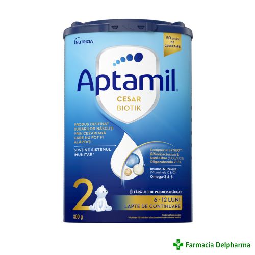 Lapte praf Aptamil 2 Cesar Biotik 6-12 luni x 800 g, Nutricia
