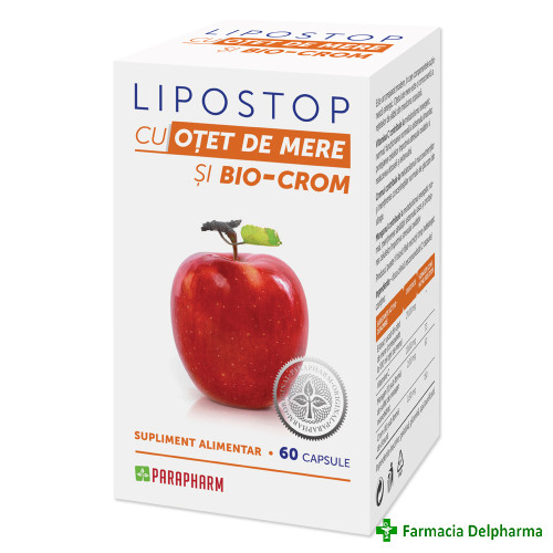 Lipostop cu Otet de mere si Bio-Crom x 60 caps., Parapharm