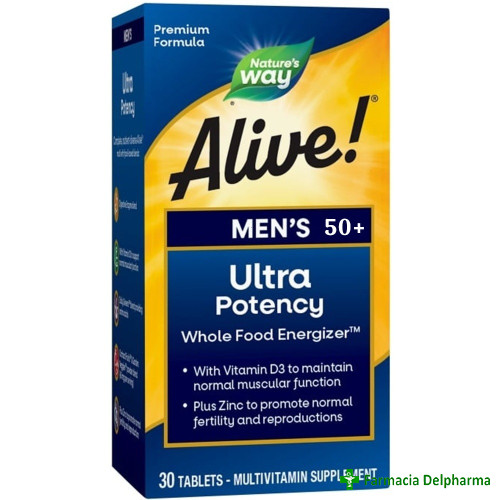 Alive Men 50+ Ultra Multivitamine pentru barbati Nature's Way x 30 compr., Secom